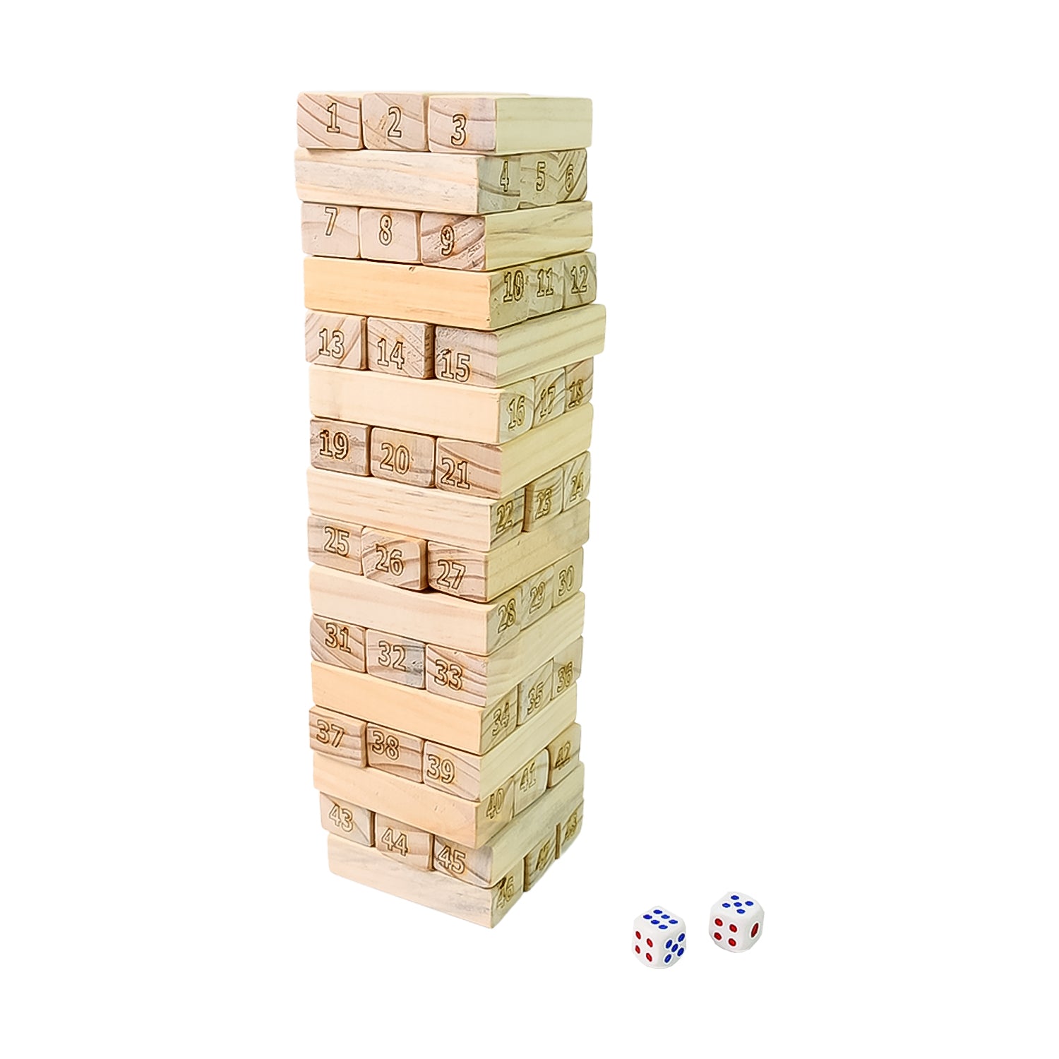Wooden Tumbling Stacking Tower Game (48 Pcs Blocks 2 Dices) Wooden Tumbling Stacking Tower Game (48 Pcs Blocks 2 Dices)